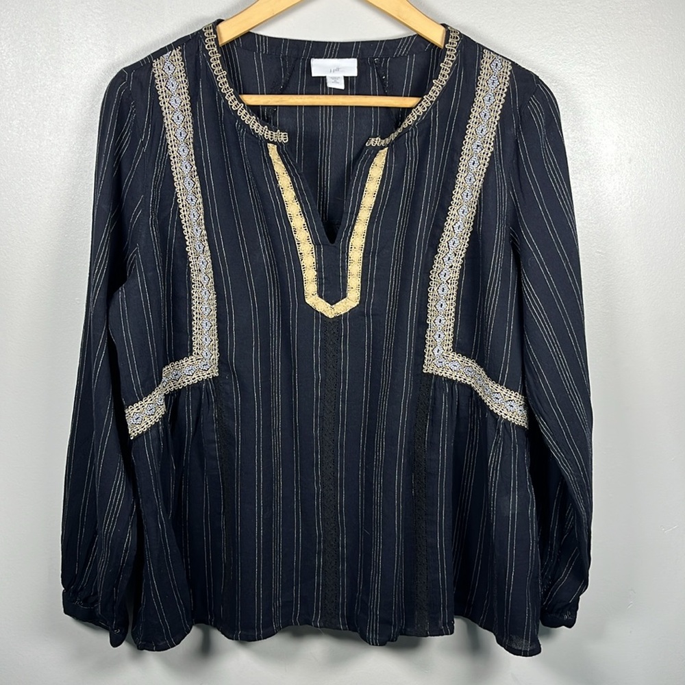 J. Jill Tunic Top Women’s Medium Black Medium Long Sleeve